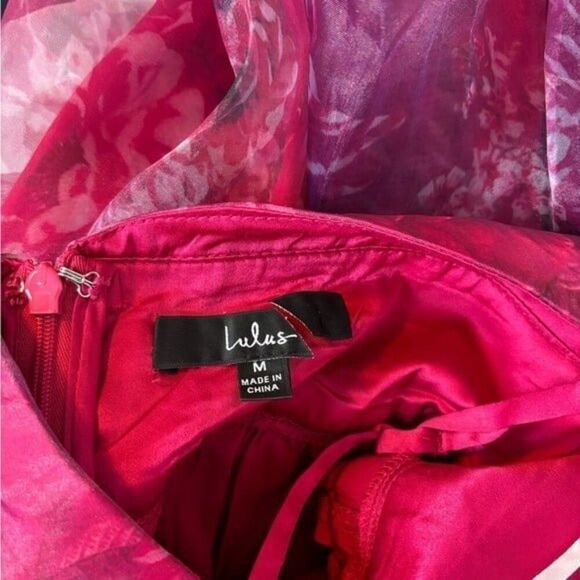 COPY - Lulus Romance That Wows Magenta Floral Print Organza Maxi Dress Size Med… - Picture 10 of 16